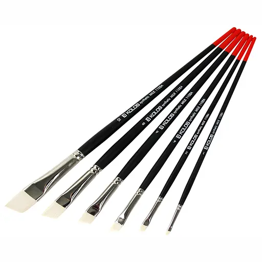 Пензель синтетика кутова Milk 1108A №1 довга ручка Kolos - фото 3