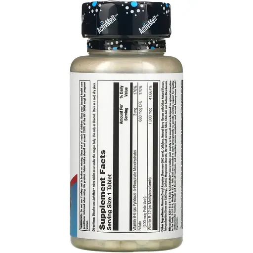 Вітамін B12+B6 фолієва кислота KAL Vitamin B6 B12 Folic Acid 60 таблеток ягідний смак (CAL-65185) - фото 2