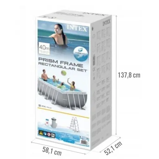 Басейн каркасний Intex 26790 прямокутний 400x200x122 см 8418 л з драбиною і насосом-фільтром - фото 5
