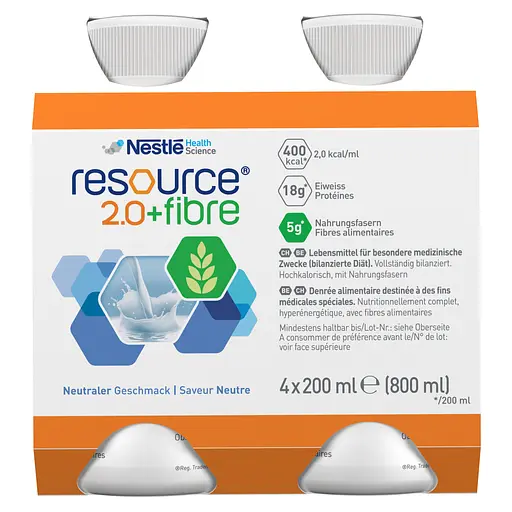Уцінка. Ентеральне харчування Nestle Health Science Resource 2.0+Fibre із нейтральним смаком 4 шт. х 200 мл - фото 6