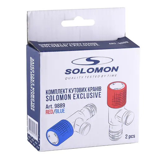 Комплект кранів кутових кераміка Solomon Exclusive 1/2″X1/2″ 9889 Red/Blue (комплект 2шт.) 000025175 - фото 6