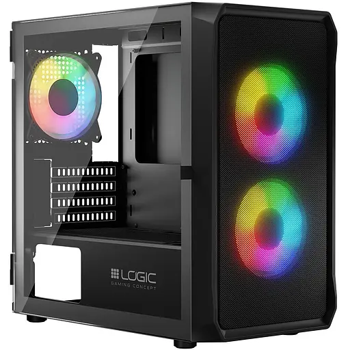 Корпус LogicConcept PORTOS MESH+GLASS ARGB fans 3x120mm BLACK без БП mATX - фото 5