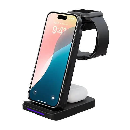 Бездротовий зарядний пристрій Make 3в1 15W PS1 - фото 2