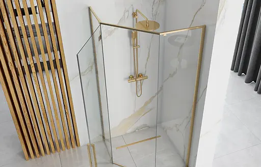 Душова кабіна Rea Diamond 100x100 gold REA-K6616, Золотий, Універсальна, прозорий - фото 2
