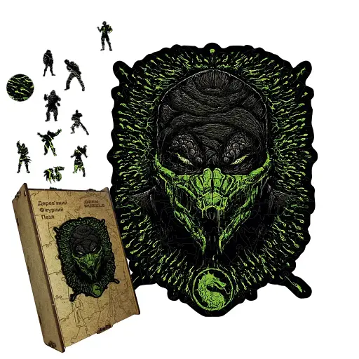 Деревяний фігурний пазл МК Рептилія, А3, Деревяна коробка 200 елементів