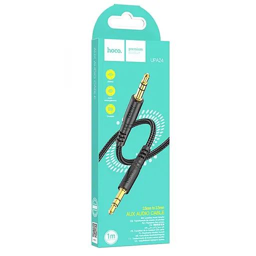 Аудіокабель HOCO UPA24 Smooth AUX audio cable Black - фото 2