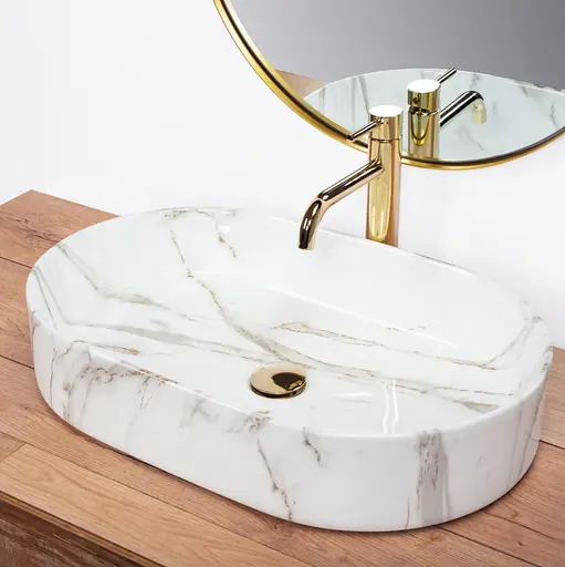 Умивальник Rea Nadia Shiny Aiax накладний мармур REA-U6506, Мармур - фото 3