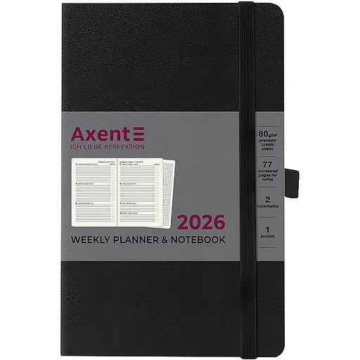 Еженедельник Axent 2026 Partner Strong 125 x 195 мм черный (8505-26-01-A) - фото 2