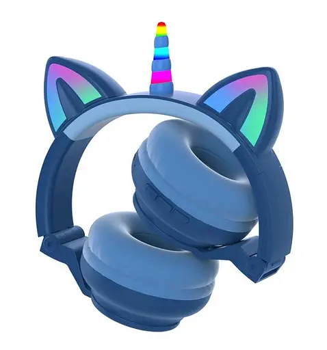 Навушники накладні Unicorn блютуз з LED-підсвіткою (STN27K) Сині - фото 2