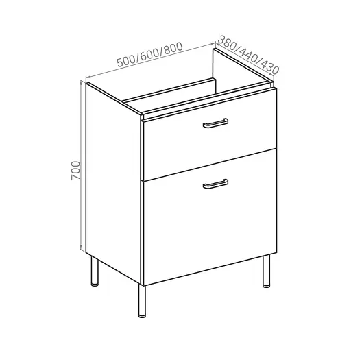 Тумба для підлоги RJ Flora-L з умивальником Moduo K116-011 60 см Білий RJFU042-0160WHSET(RJFU042-0160WH + K116-011) Білий - фото 2