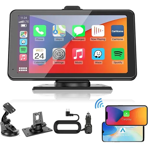 Автомобільна стереосистема з Apple CarPlay Android Auto 2024 Texpot 7" HD екран Bluetooth