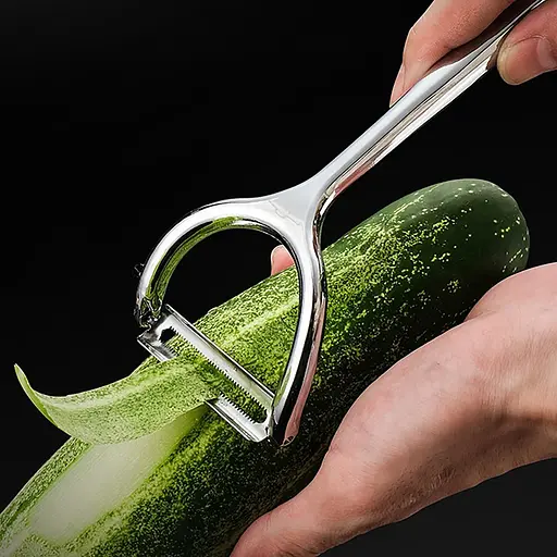 Ніж економка овочечистка для тонкого чищення овочів та фруктів з ультрагострим лезом та ергономічною ручкою, Kitchen Master Сріблястий 87300 - фото 2