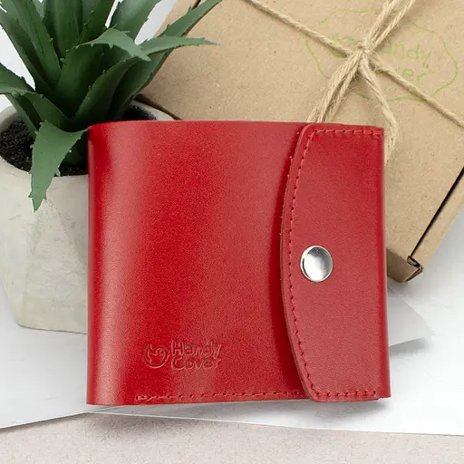 Гаманець жіночий шкіряний маленький на кнопці Handycover HC0062 червоний - фото 1
