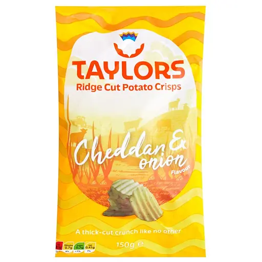 Чипси картопляні Taylors зі смаком чеддера та цибулі 150 г