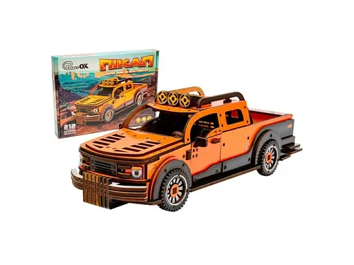 Деревянный 3D конструктор Пикап, PuzzleOk (Puz-00931), 212 дет.