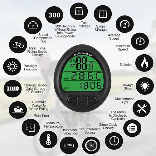 Велокомпьютер Bicycle Computer NO: 669/999 Waterproof + подсветка экрана (19 функций) - фото 3