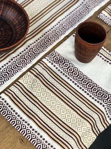 Льняная салфетка с украинским орнаментом Луч 30х40 см 24 шт.