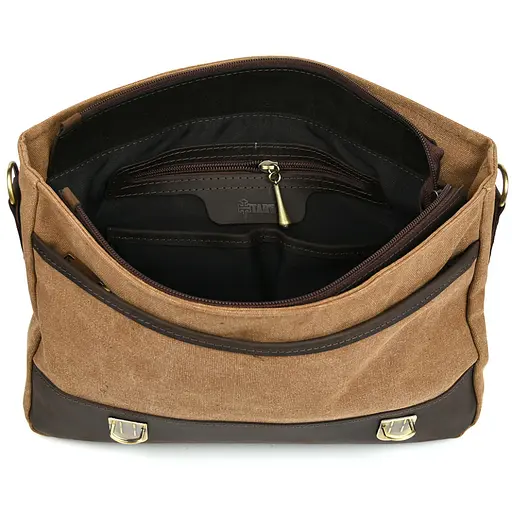 Мужской портфель из канваса и кожи наппа TARWA 36х27х10 см sum0028406 - фото 2