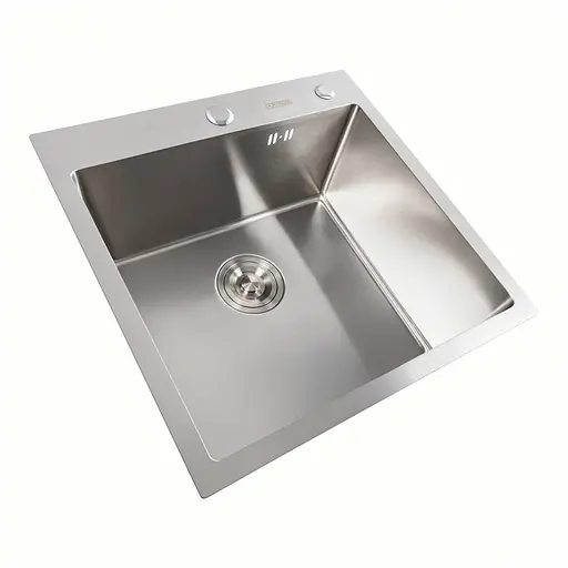 Кухонная мойка 50x50 нержавейка Platinum Handmade (сифон круглый, 3,0/0,8), Нержавеющая сталь - фото 2