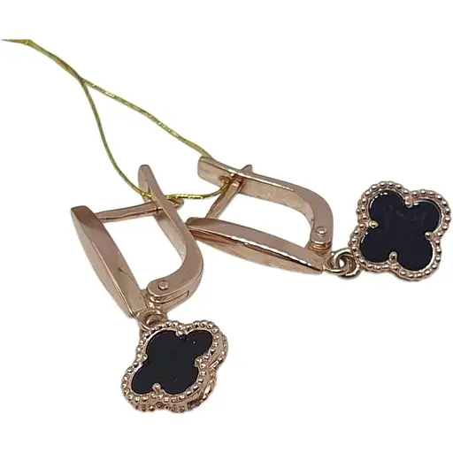 Золотые серьги-подвески Платон с агатом. 1С234/67Б