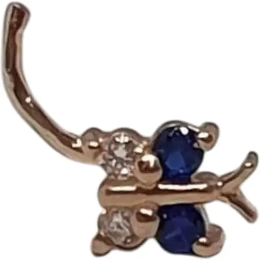 Золота сережка-пірсинг Dear в ніс Dear з фіанітами. 1041.1 Синій/Білий