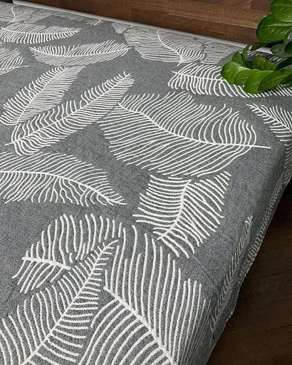 Покривало муслінове двостороннє 210x250 см плед на двоспальне ліжко інтер'єрне легке з великим ботанічним принтом Сірий - фото 7