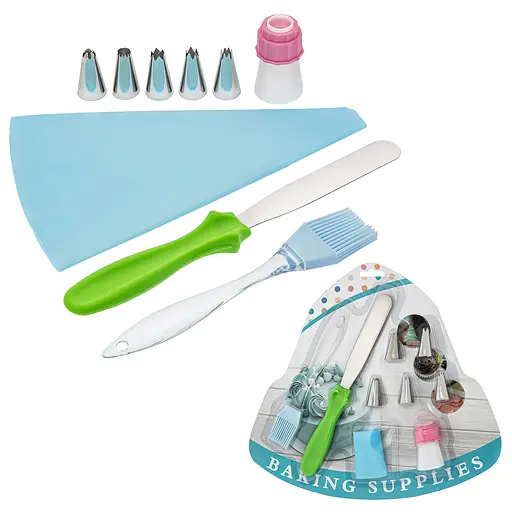 Набор кондитерский из 3 предметов и 5 насадок (шпатель, мешок силиконовый многоразовый и кисточка), Kitchen Master 86115 - фото 1