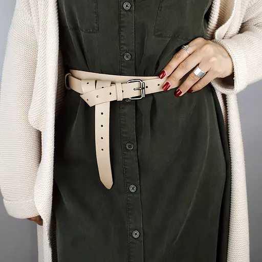 Ремінь жіночий шкіряний у два обороти SF-2501 молочний (180-230 см) - фото 6