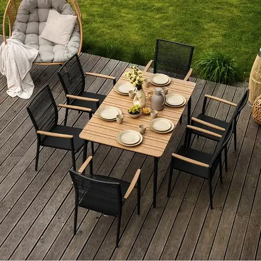 Комплект садовой мебели Di Volio Breno 6+1 черный/бежевый - фото 5