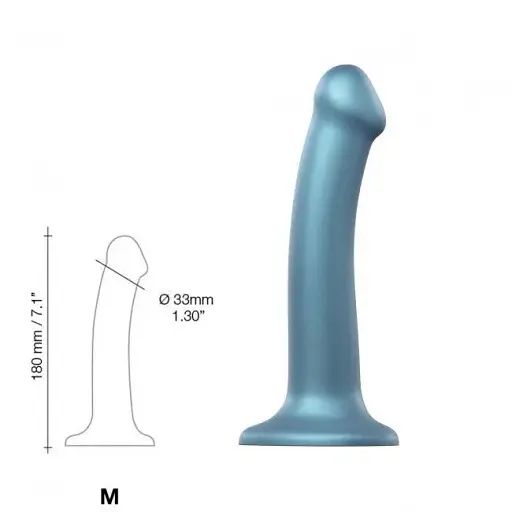Насадка для страпону Strap-On-Me Mono Density Dildo Blue M одношаровий силікон гнучкий діаметр 3.3 см - фото 3