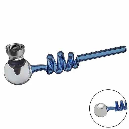 Трубка курильна скляна з охолодженням D&K Спіраль DK-8569A Blue (15672)