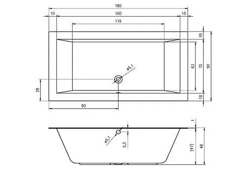 Ванна акрилова Rho Lugo 180x90 BT0300500000000 Білий - фото 2