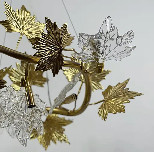 Люстра с декоративной листвой клена Ø60 см | Ст. MD 6015-600 GD Line F - фото 9