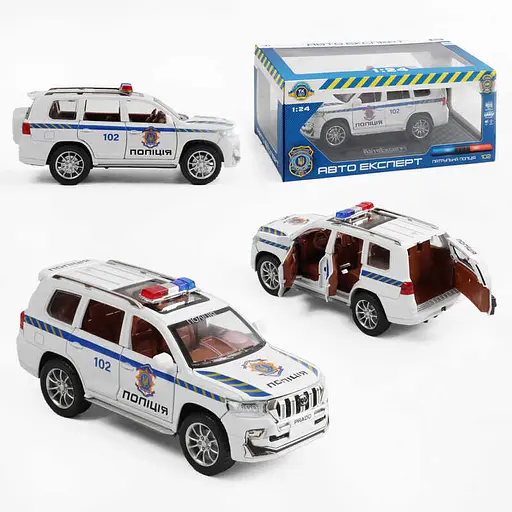 Машина Полиция 41952, 1:24, металлопластик, инерция, звук, свет, двери