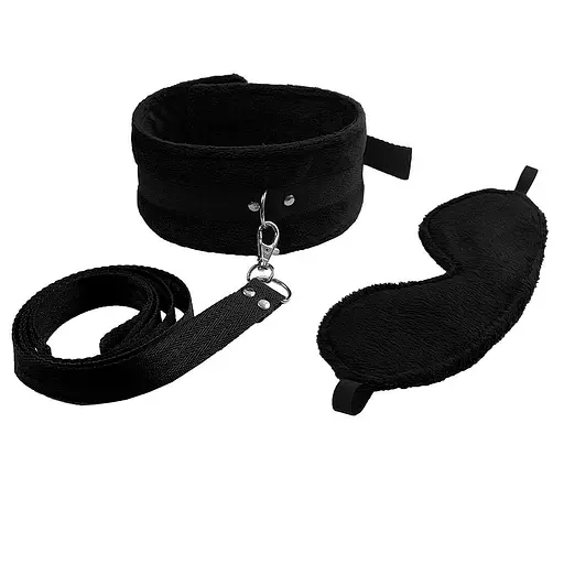Набор ошейник с поводком и маска Art of Sex - Soft Touch Light, Черный - фото 2