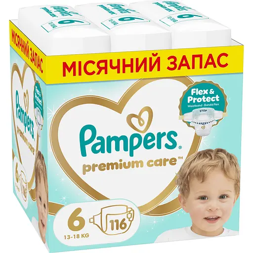 Подгузники Pampers Premium Care Размер 6 (13-18 кг) 116 шт. - фото 1