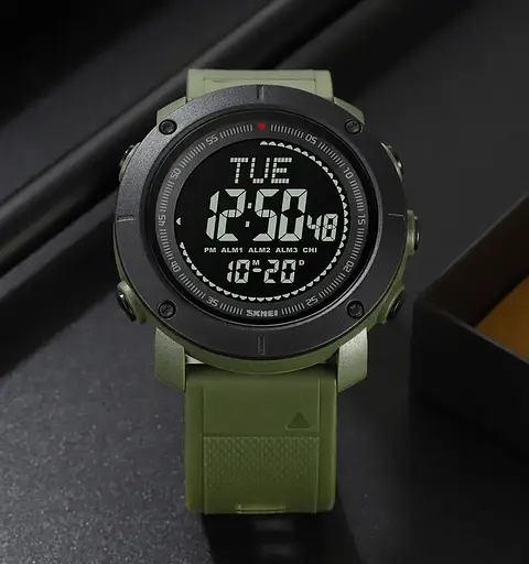 Мужские спортивные часы с компасом Skmei 2095 (Зеленый) - фото 4