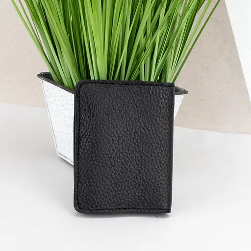 Обложка на ID паспорт, права кожаная на кнопке Handycover 0037 черный флотар - фото 3