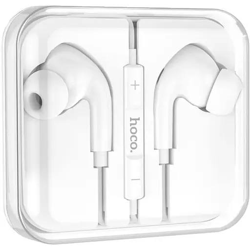 Наушники Hoco M101 Pro Crystal sound wire-controlled earphones с микрофоном 3.5 мм белые - фото 1