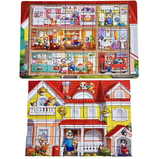 Дерев'яний пазл-вкладиш "Котячий будинок пазл літній" Ubumblebees (ПСД273) PSD273 - фото 8