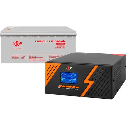 Источник бесперебойного питания (ИБП) LogicPower LPM-PSW-1500VA 12V + АКБ LPM-GL 12V - 200 Ah (29695) [110199]