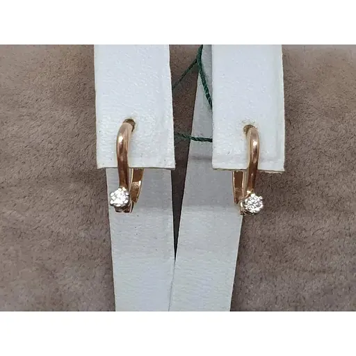 Золоті сережки ЮЗ "Багет" з діамантами. 2578 - фото 4