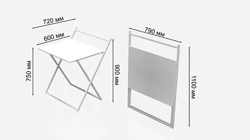Стол трансформер Компакт 3 750x790x720 Белый металл ДСП Белое 16 мм FRD-104683 - фото 5
