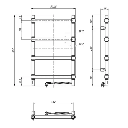 Электрический полотенцесушитель Navin Retro 500x800 Sensor, правый 12-228153-3680, Хром, Правое, Электронный - фото 5