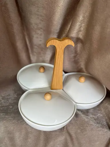 Менажница с крышками Lefard 944-006 столовый набор посуды 3 секции Белый - фото 4