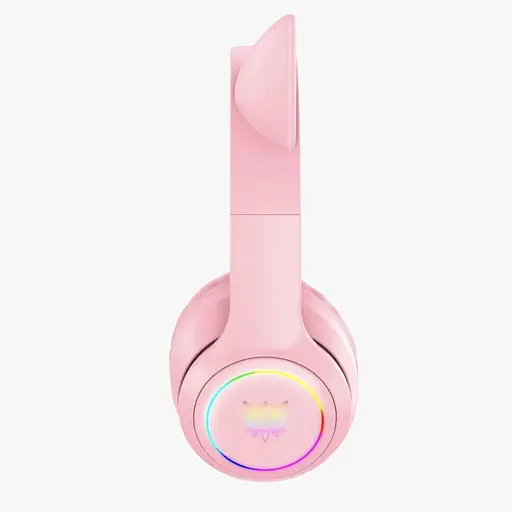 Бездротові ігрові навушники з котячими вушками Onikuma B90 з RGB підсвічуванням Навушники для стрімінгу Рожевий - фото 4