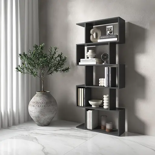 Полка для книг Vays M-12 Антрацит стеллаж на 5 полок ЛДСП 70x24x163 см для дома гостиной офиса