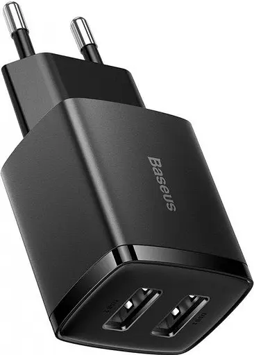 Мережевий зарядний пристрій Baseus Compact Charger 2USB 10.5W чорний (CCXJ010201) - фото 1