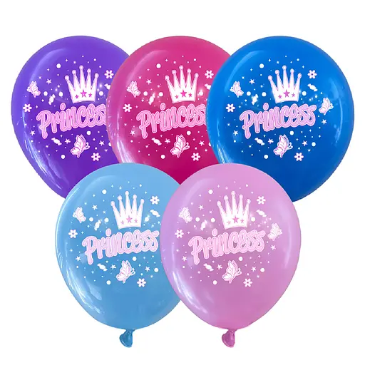 Шарик воздушный латексный с принтом 30 см (25) Princess, IDEA7-PB-45