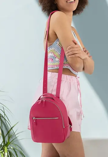 Шкіряний рюкзак Groove S фуксія - фото 4